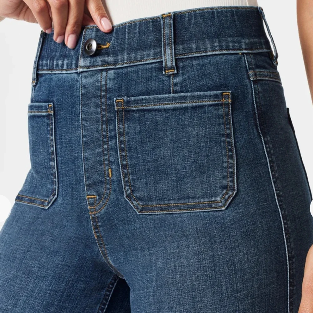 SPANX Cropped Wide Leg Shaping Jeans M - Picture 7 of 15